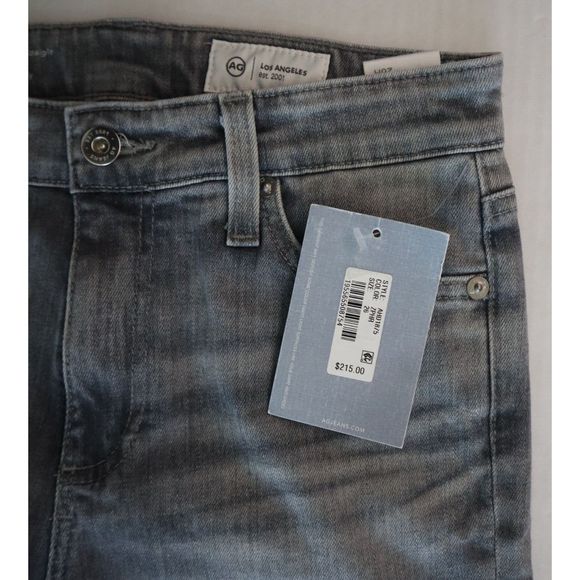 AG Women's Sz 26R / US 2 Gray Mari High Rise Cropped Slim Straight Jeans $215 - Picture 3 of 13